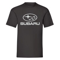 Тениска с печат Subaru, едноцветна