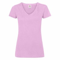 Дамска тениска с остро деколте, светло розова, памук 
