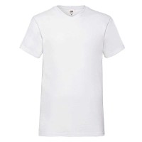 Тениска с остро деколте, бяла, памук 