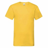 Тениска с остро деколте, жълта, памук 