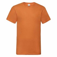 Тениска с остро деколте, оранжева, памук 